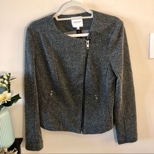 Catherine Malandrino Black Tweed Blazer Front Zip